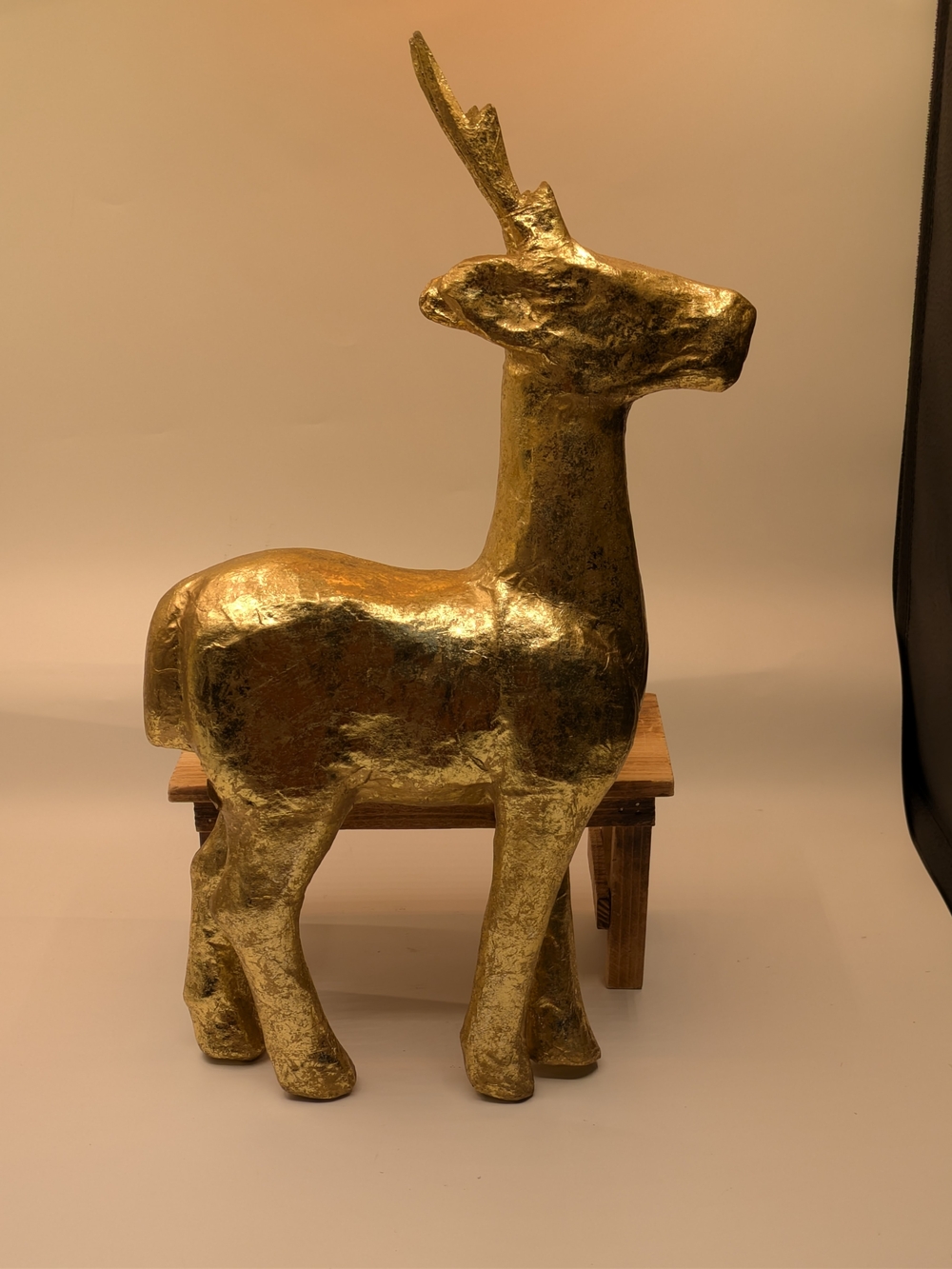 Gold Deer Sculpture - Decorative Home Art Accent Christmas